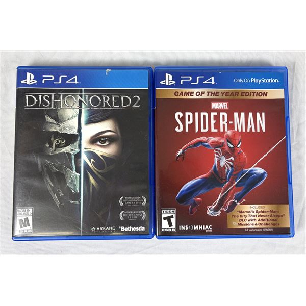 PS4 Game Lot - Spiderman & Dishonored 2