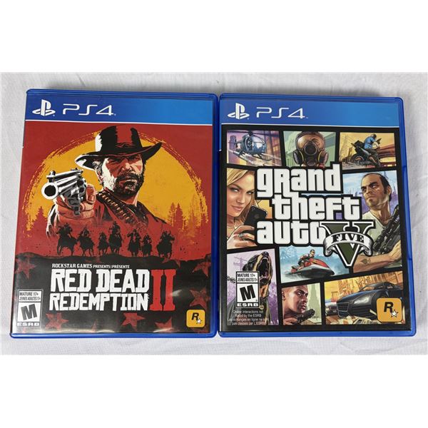 PS4 Rockstar Game Lot x2 - GTA 5 & Red Dead Redemption 2