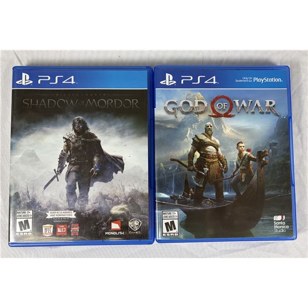 PS4 Game Lot x2 - Shadow of Mordor & God of War
