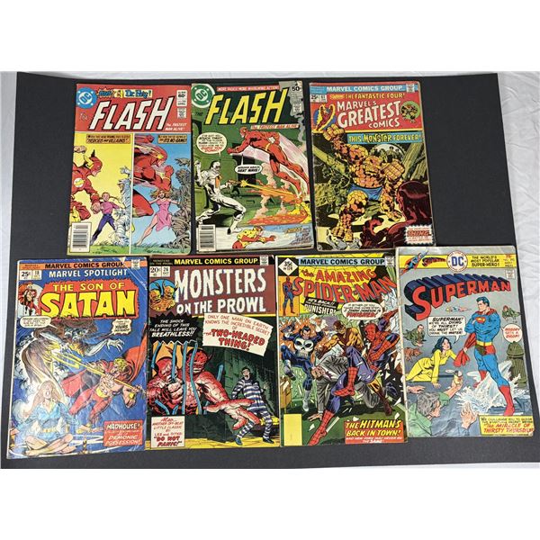 Vintage Comics LOT x7 - Thing, Spiderman, Flash