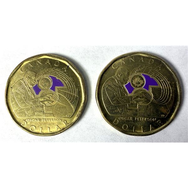 x2 Canadian COLOR Loonies - Oscar Peterson 2022