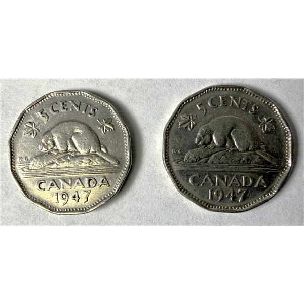 1947 Canadian Nickels x2