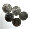 Image 2 : 1969 Canadian 1 Dollar Voyageur COIN Lot x5