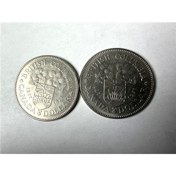 1971 BC Centennial Dollar Coins x2