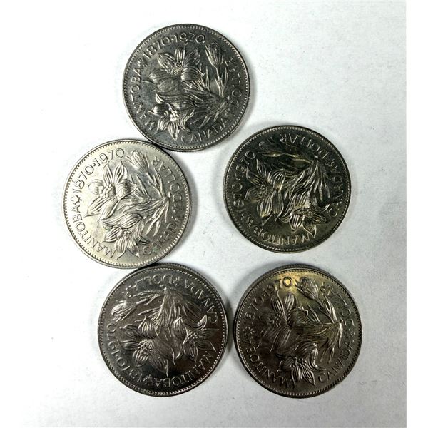 1970 Manitoba Centennial Dollar Coin x5