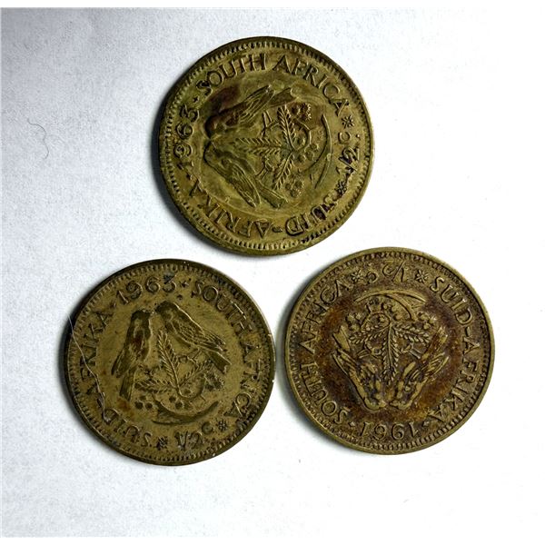 1961-65 South Africa 1/2 Cent Coins x3