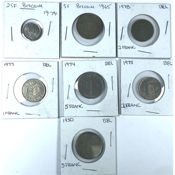 Belgian 1950 to 1978 Coin Franc LOT x7