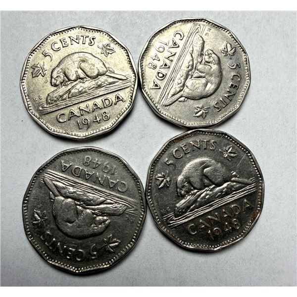 1948 Canadian Nickels x4 - Coins