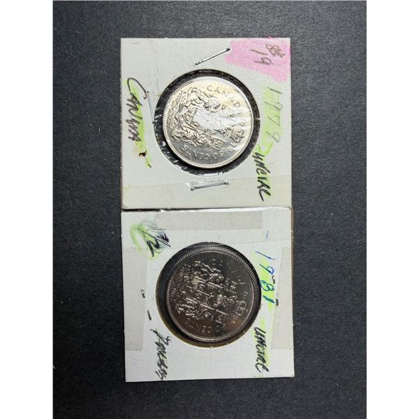 Canadian 50 Cent Coins x2 - 1979-1981