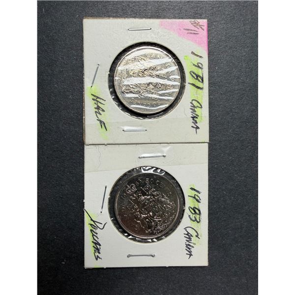 Canadian 50 Cent Coins x2 - 1981 & 1983