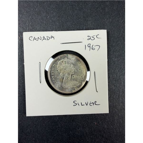 Silver Canadian Quarter Coin - 1967
