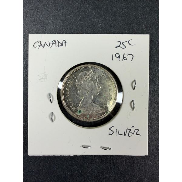 Silver Canadian Quarter Coin - 1967