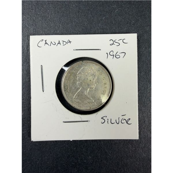 Silver Canadian Quarter Coin - 1967