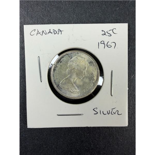 Silver Canadian Quarter Coin - 1967