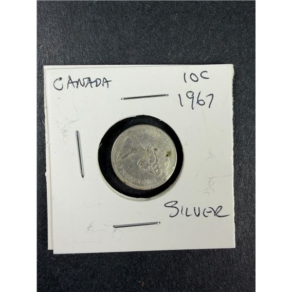 Silver Canadian Dime Coin - 1967