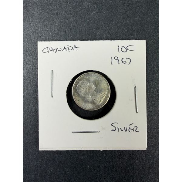 Silver Canadian Dime Coin - 1967