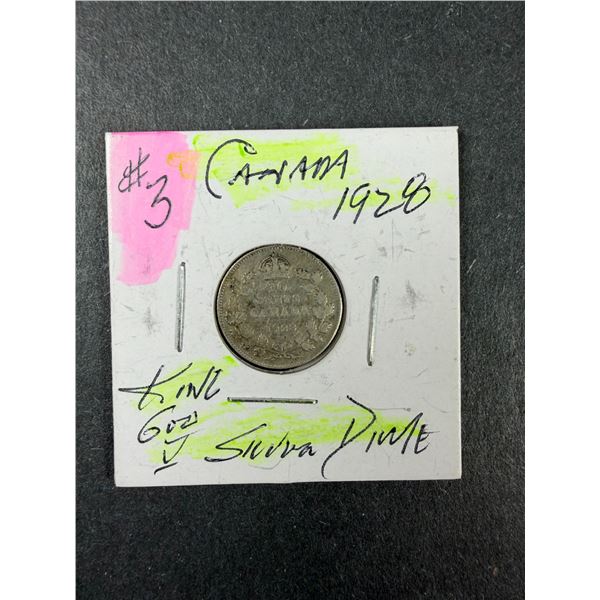 1928 Silver Canadian Dime - George V