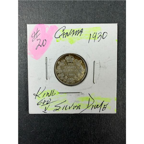 1930 Silver Canadian Dime - George V