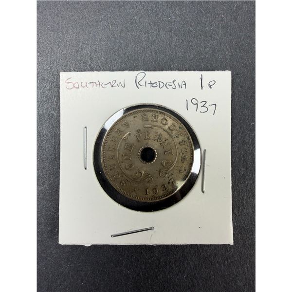 1937 South Rhodesia 1 Penny Coin