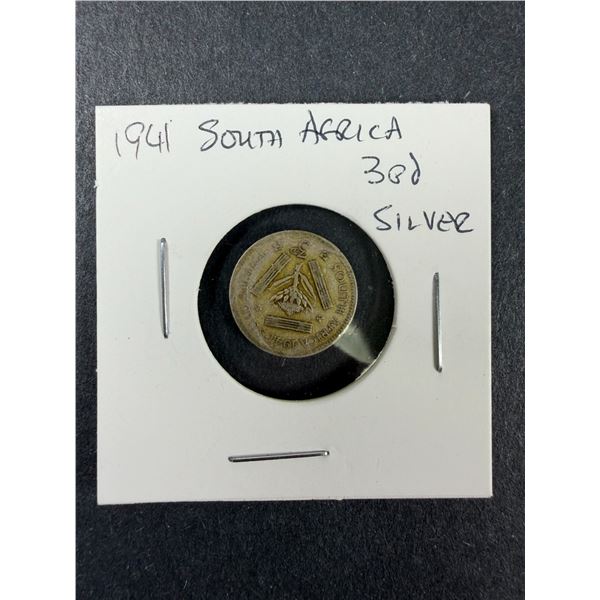 1941 South Africa SILVER 3 Pence Coin