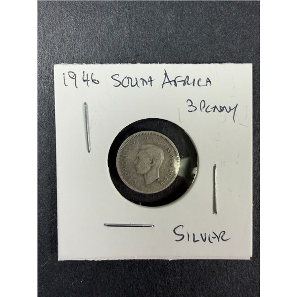 1946 South Africa SILVER 3 Pence Coin