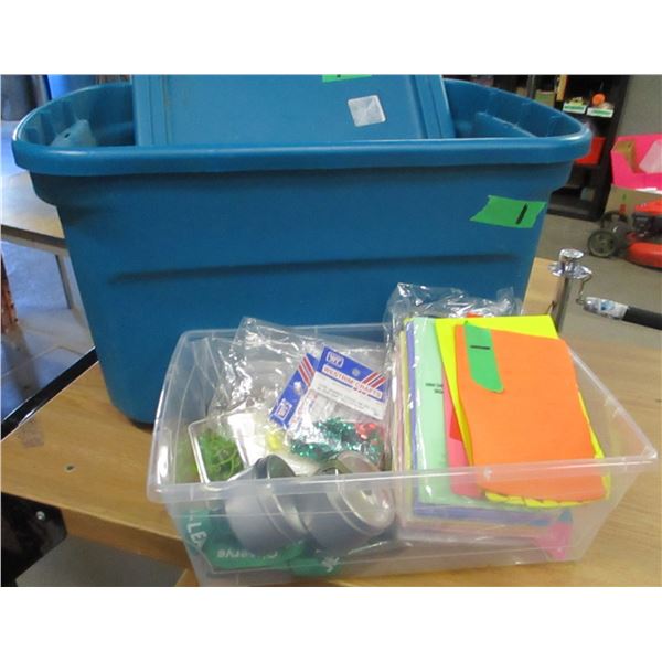 TOTE & LID C/W PAPER, CRAFT SUPPLIES, ETC
