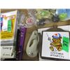 Image 1 : BOX C/W TRIVETS, TOYS, LABELS, ETC