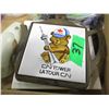 Image 4 : BOX C/W TRIVETS, TOYS, LABELS, ETC