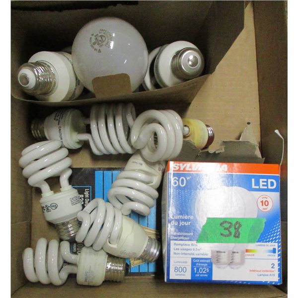 FLAT C/W ASSORTED LIGHT BULBS, ETC