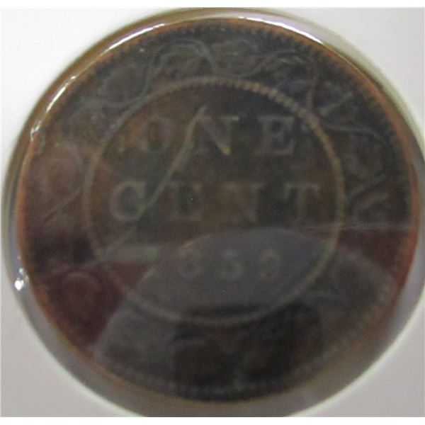 1859 CANADA LARGE VICTORIAN PENNY (NARROW 9)