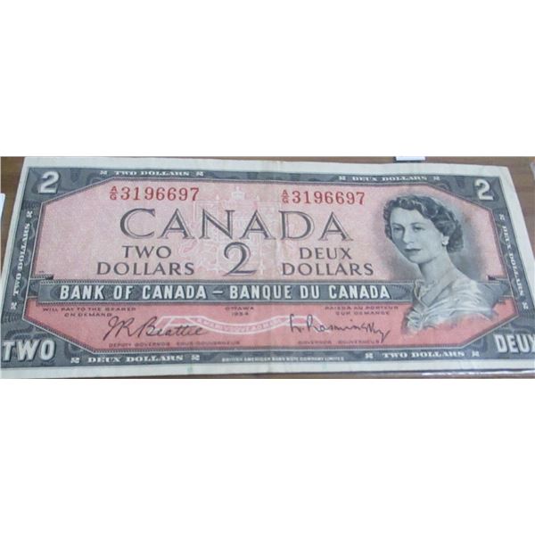 1954 LEGAL TENDER LAST OF CANADA $2 BILL