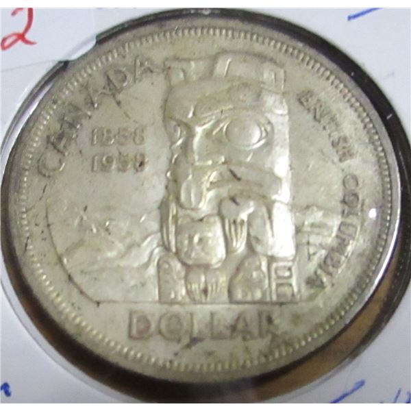 1958 BC TOTEM POLE CANADA SILVER DOLLAR