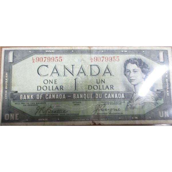 1954 DEVILS FACE CANADA $1 BILL