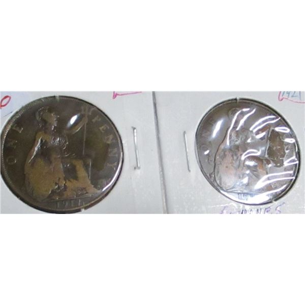 1917 & 1921 CANADA KING GEORGE V LARGE PENNIES
