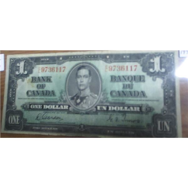 1937 CANADA KING GEORGE VI LEGAL TENDER $1 BILL