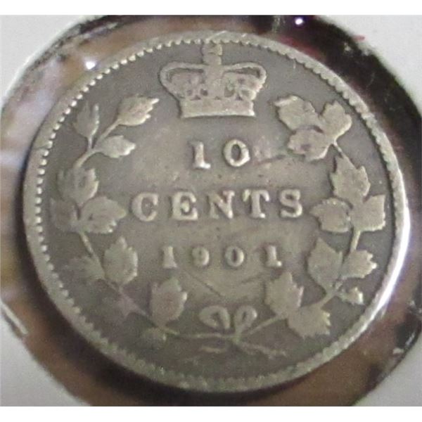 1901 CANADA VICTORIAN SILVER DIME