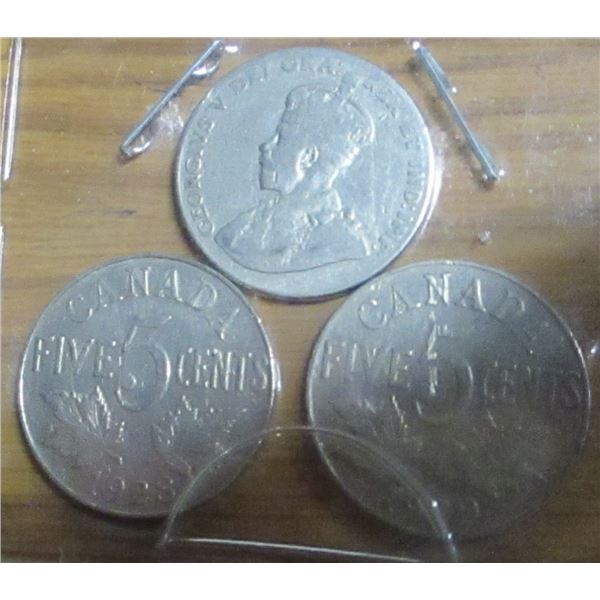 1927, 1928 & 1929 CANADA KING GEORGE V NICKELS