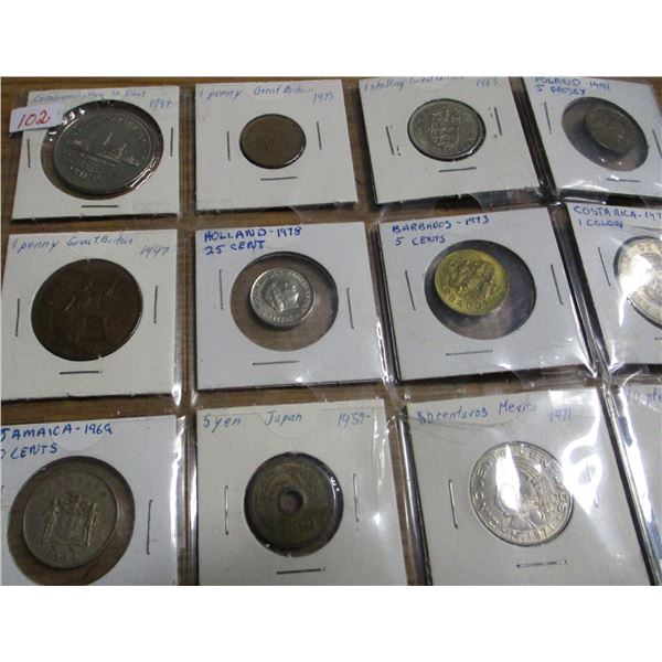 STOCK SHEET OF 20 WORLD COINS