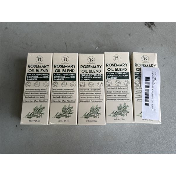 5 NEW BLOOMORA ROSEMARY OIL BLEND. 60 ML EACH. EXP 12/2028