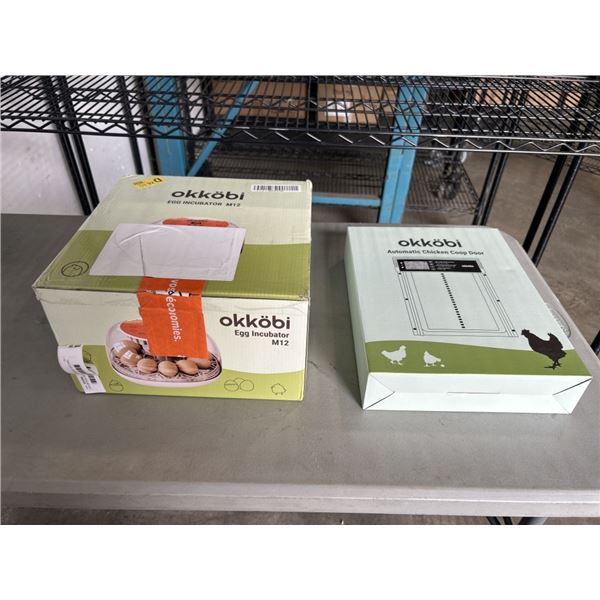 OKKOBI EGG INCUBATOR MODEL M12 AND OKKOBI AUTOMATIC CHICKEN COOP DOOR