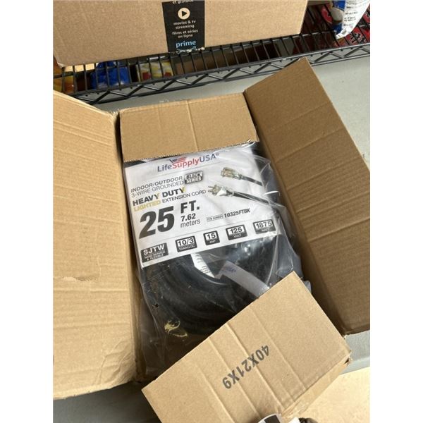 HEAVY DUTY 25 FOOT BLACK EXTENSION CORD. 10AWG/3C
