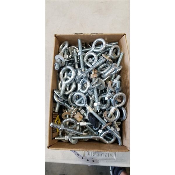 TRAY OF STEEL EYE BOLTS