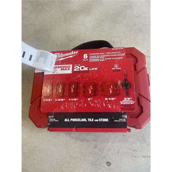 NEW MILWAUKEE 6 PIECE DIAMOND MAX HOLE SAW KIT