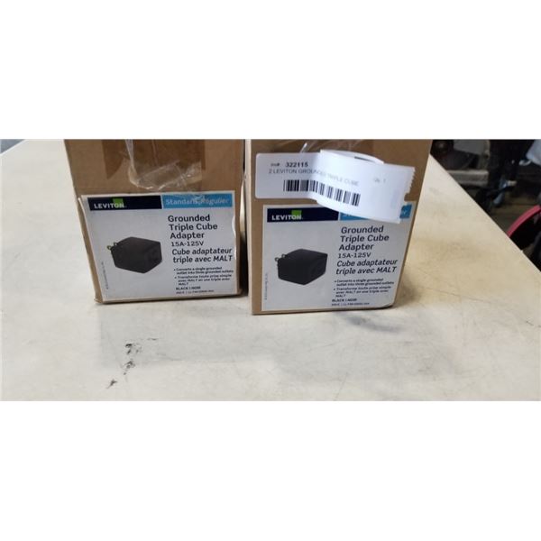 2 LEVITON GROUNDED TRIPLE CUBE ADAPTERS