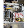Image 3 : CRATE OF TOOLS INCLUDING MASTERCRAFT JIGSAW, VICE, HUSKY HAMMER, BATTERY TESTER
