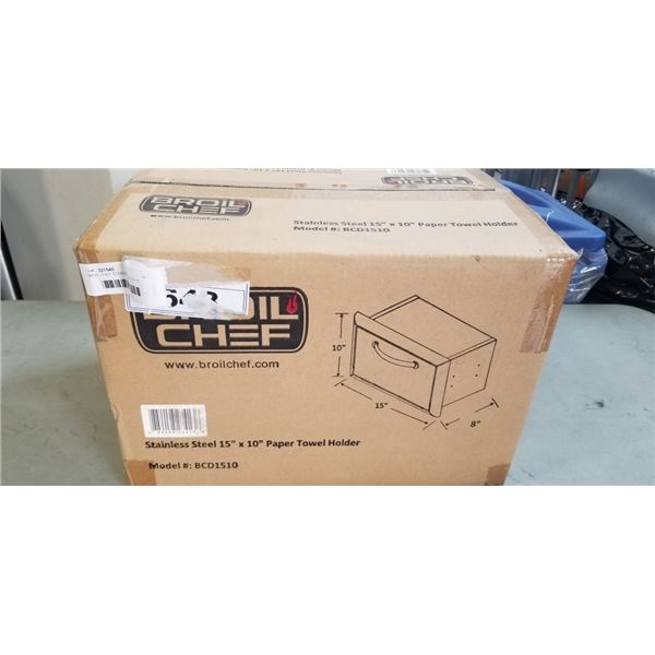 BROIL CHEF STANLESS STEEL 15" X 10" PAPER TOWEL HOLDER