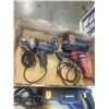 Image 2 : TRAY OF TOOLS INCLUDING DEWALT DRILLS, MASTERCRAFT JIGSAW, SKIL BELT SANDER, BLACK & DECKER DRILLS. 