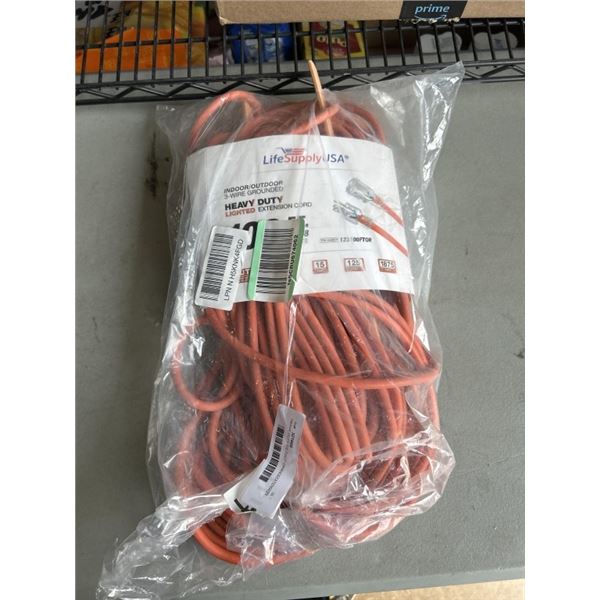 HEAVY DUTY 100 FOOT ORANGEEXTENSION CORD. 12AWG/3C