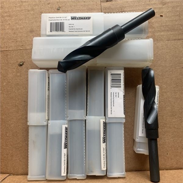 8 NEW DRILL BITS  6 WESTWARD 47/64" PRENTICE AND 2 WESTWARD 31/32" PRENTICE DRILL BITS RETAIL $300+