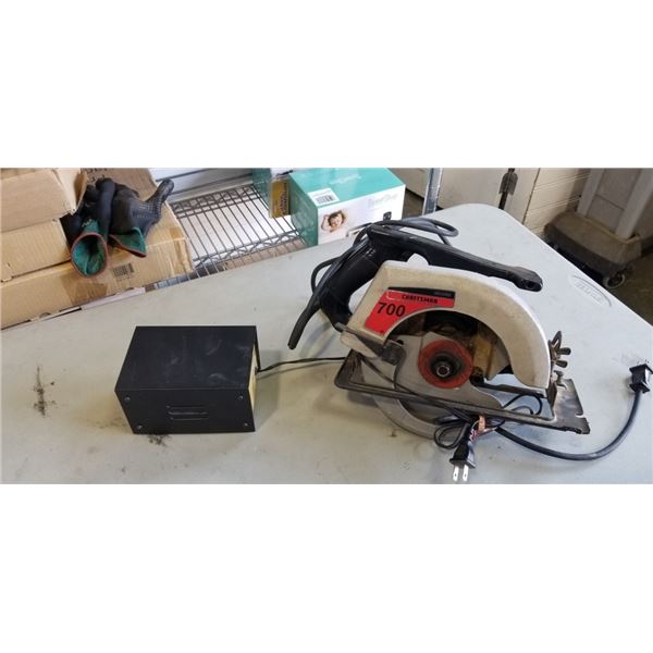 SEARS CRAFTSMAN CORDED CIRCULAR SAW AND PATRONICS PL500 AC/AC CONVERTER. WORKING